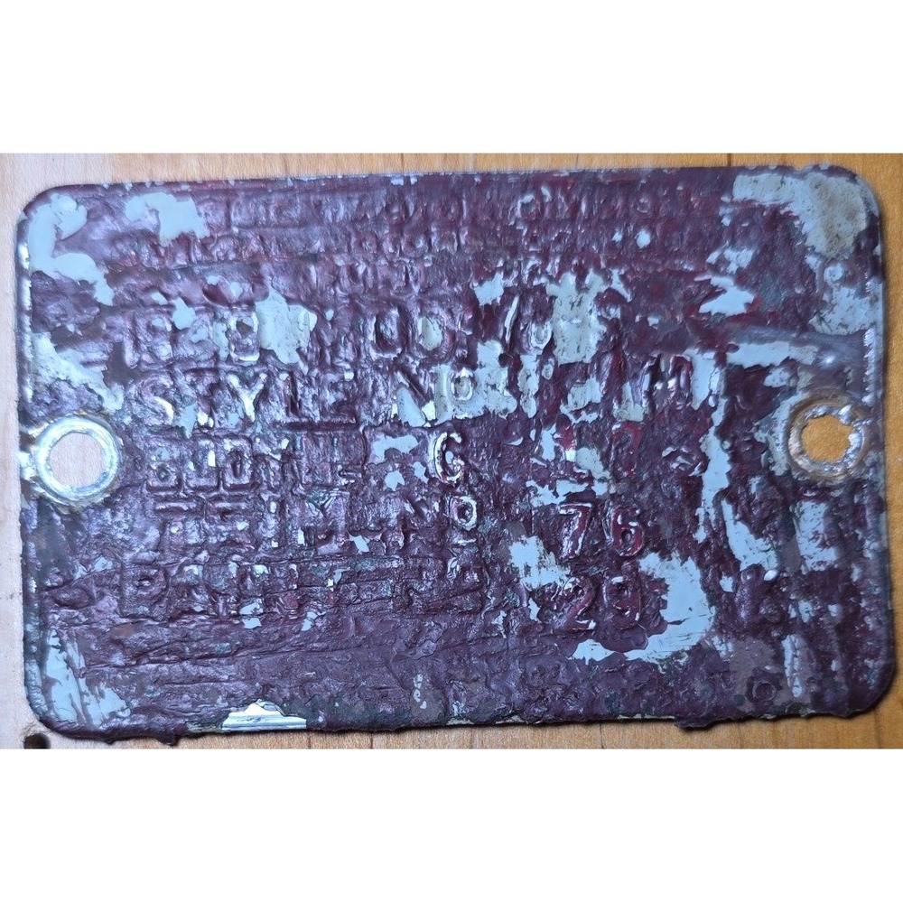 1947 Buick Special 2 Door Data Plate Metal Stamp Chassis Tag